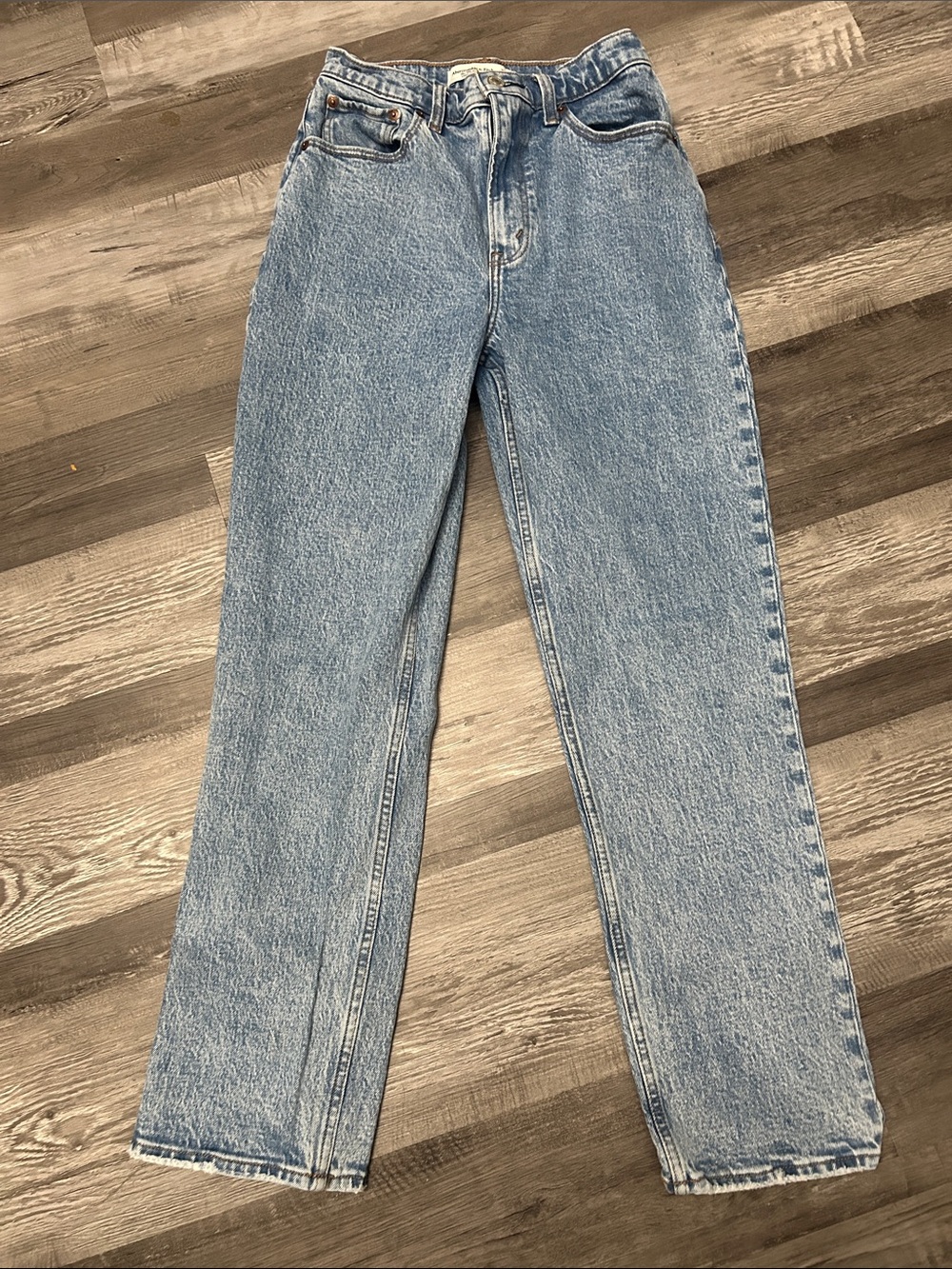 Abercrombie & Fitch Straight Leg, Ultra High Rise Light Blue Jeans